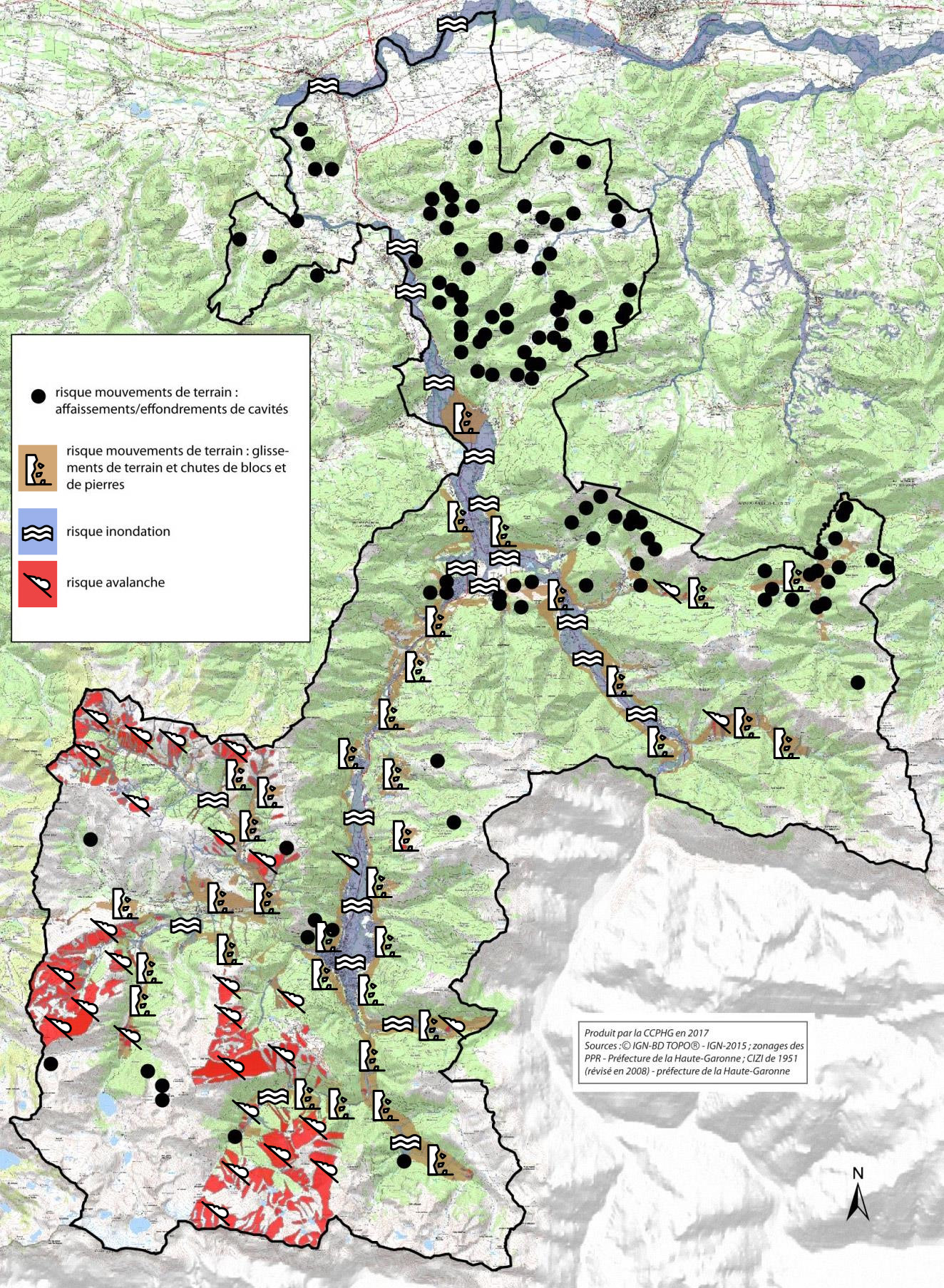 Carte des zones de risques naturels